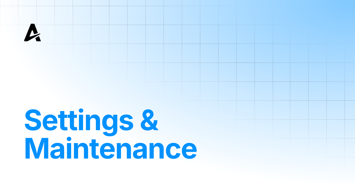 Settings & Maintenance | Auterion Documentation
